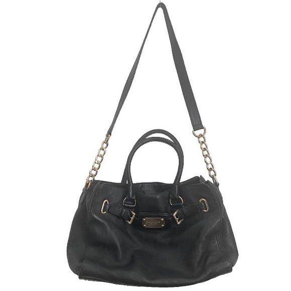 MICHAEL Michael Kors Hamilton Large Black Pebbled Leather Satchel Shoulder Bag - Picture 4 of 16